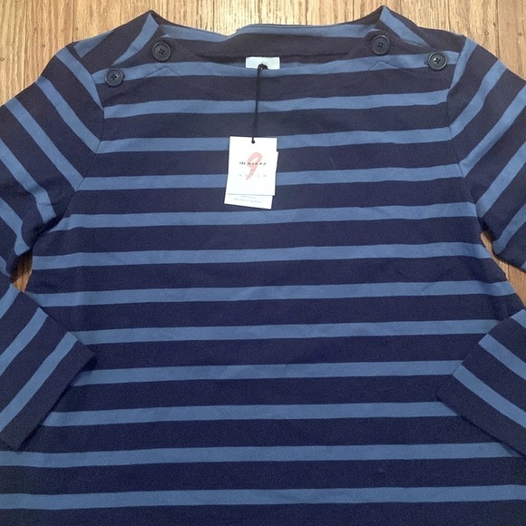 NWT The Nines by Hatch Long Sleeve Striped Top Blue Small - Picture 2 of 6
